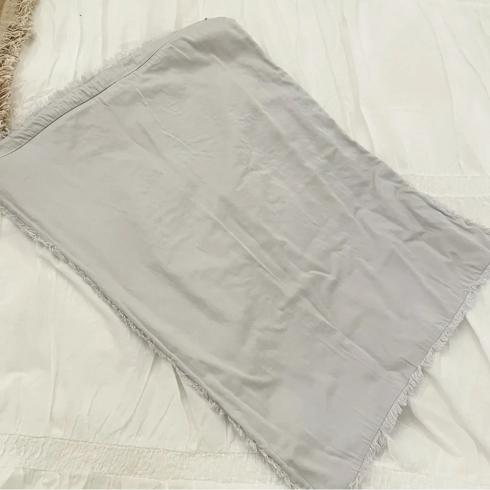 Casaluna Standard Size Pillow Sham Heavyweight Linen Blend Raw Edge Gray